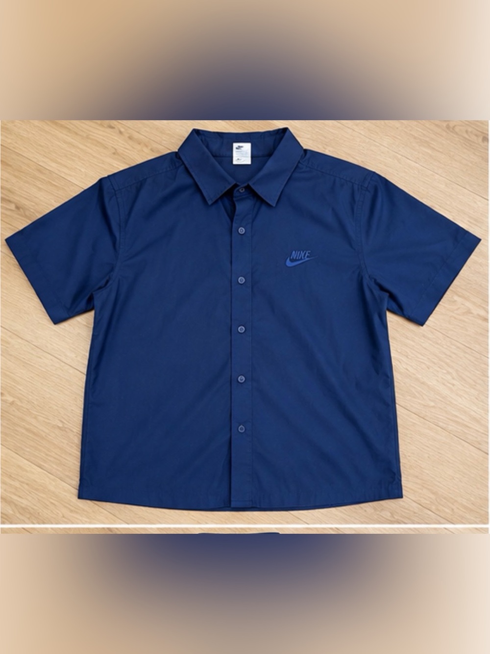 Nike Navy Blue Short-Sleeve Button-Down Shirt Men’s XL